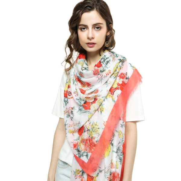 Hot Silver Add Hundreds of Flowers Contend For Beauty S 19011 Model Red 2 scaled Hot Silver Add Hundreds of Flowers Contend For Beauty S-19011-[330][250][830][1250][480][0] SCARF.COM