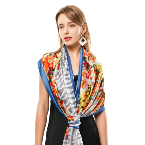 Triangle Stitching Floral S 20007 Model Blue scaled Triangle Stitching Floral S-20007-[475][160][480][50][0][400] SCARF.COM