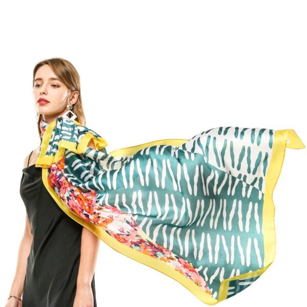 Triangle Stitching Floral S 20007 Model Yellow 2 scaled Triangle Stitching Floral S-20007-[475][160][480][50][0][400] SCARF.COM