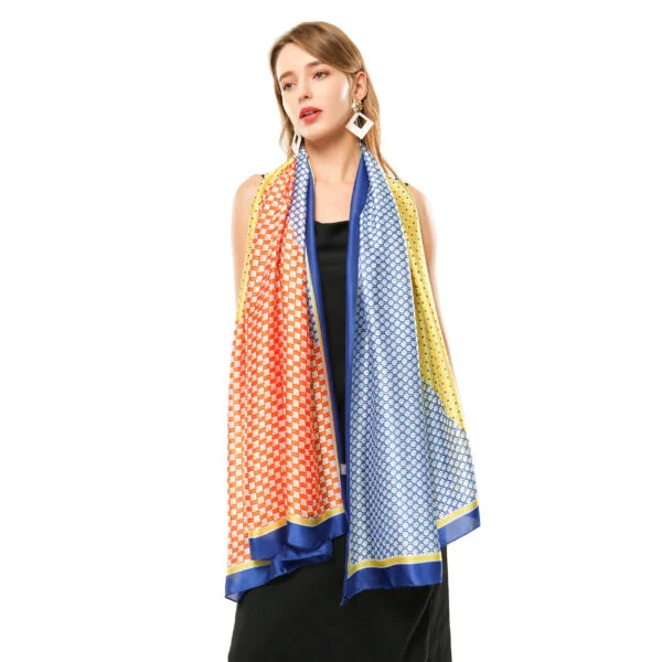 Triangular Geometric Splicing S 20008 Model Blue scaled Triangular Geometric Splicing S-20008-[0][180][280][30][0][30] SCARF.COM