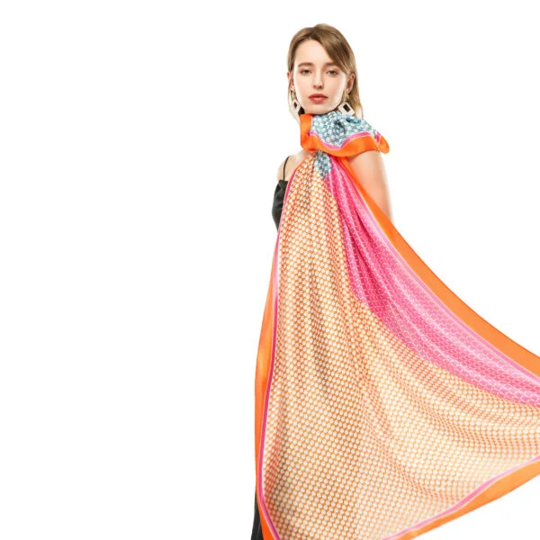 Triangular Geometric Splicing S 20008 Model Orange scaled Triangular Geometric Splicing S-20008-[0][180][280][30][0][30] SCARF.COM