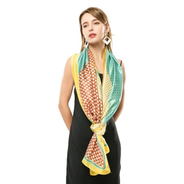 Triangular Geometric Splicing S 20008 Model Yellow scaled Triangular Geometric Splicing S-20008-[0][180][280][30][0][30] SCARF.COM