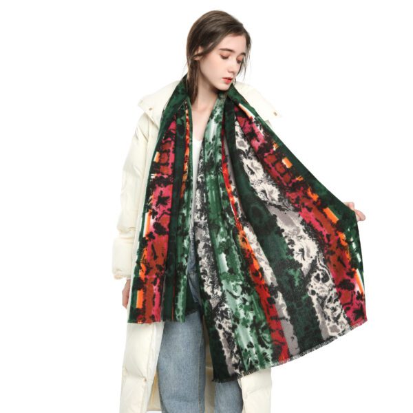 Color Lace Flower AW 20012 Moedl Green scaled Color Lace Flower - Cashmere Feel Scarves - AW-20012[1000][1519][1100][1300][1500] SCARF.COM