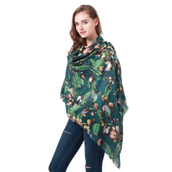 Colorful Flowers and Fruits AW 21004 Green scaled Colorful Flowers and Fruits - Stain - AW-21004-[700][350][760][1038][870][660] SCARF.COM
