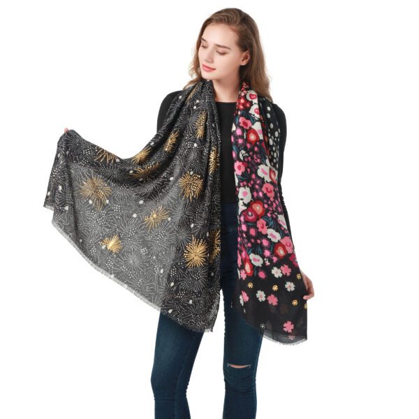 Flying All Over The Sky Add Gold AW 21006 Model Black scaled Flying All Over The Sky Add Gold - Stain - AW-21006-[1110][660][540][30][420][450] SCARF.COM