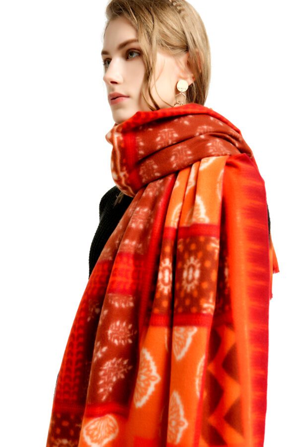 Geometric Splicing AW 19015 Model Red 3 scaled Geometric Splicing - Cashmere Feel Scarves - AW-19015-[240][210][0][290][380] SCARF.COM