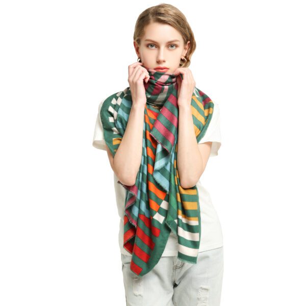 Line Dots AW 19043 Model Green 1 scaled Line Dots - Cashmere Feel Scarves - AW-19043-[570][50][100][370][198][0] SCARF.COM