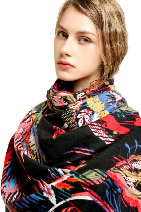Overlord Flower AW 19028 Model Black 2 scaled Overlord Flower - Cashmere Feel Scarves - AW-19028 SCARF.COM