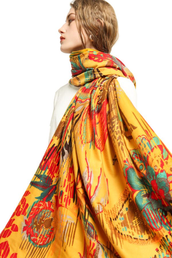 Overlord Flower AW 19028 Model Yellow scaled Overlord Flower - Cashmere Feel Scarves - AW-19028 SCARF.COM