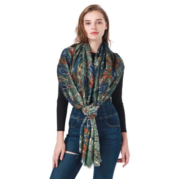 Peacock AW 21005 Model Green scaled Peacock - Stain - AW-21005-[440][490][440][430][440][200] SCARF.COM