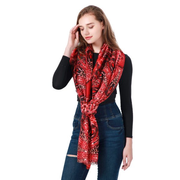 Peacock AW 21005 Model Red scaled Peacock - Stain - AW-21005-[440][490][440][430][440][200] SCARF.COM