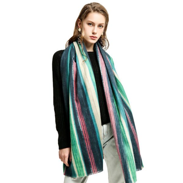 Rainbow AW 19022 Model Green 2 scaled Head Scarf for Women Solid Super Soft 20% Cashmere Oblong Scarf SCARF.COM