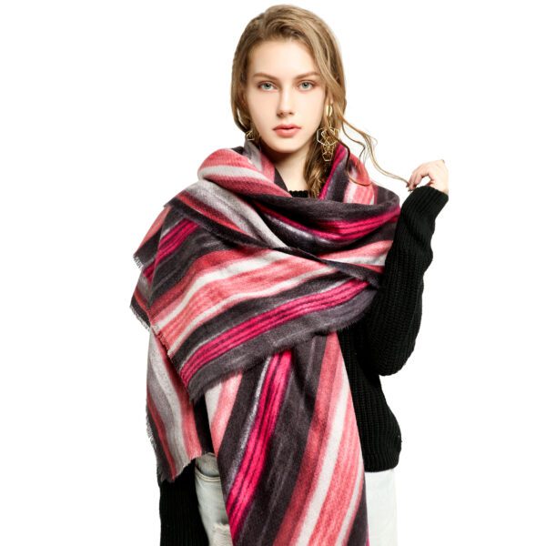 Rainbow AW 19022 Model Pink 2 scaled Head Scarf for Women Solid Super Soft 20% Cashmere Oblong Scarf SCARF.COM