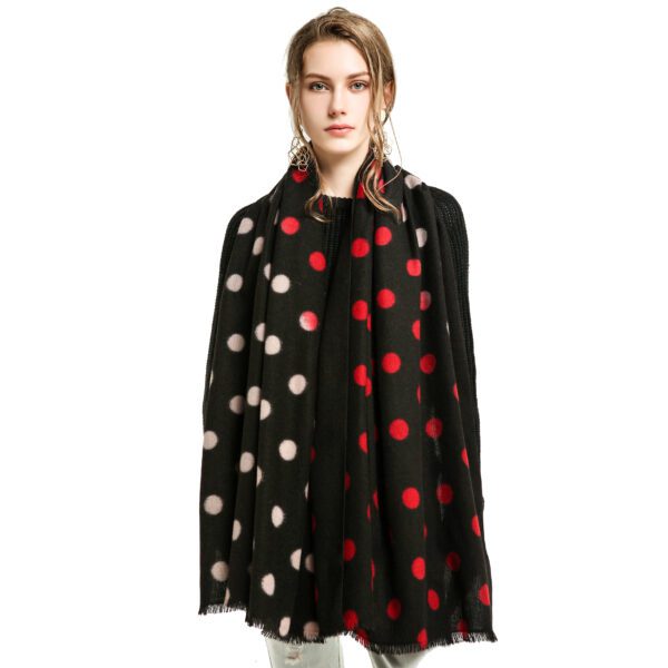 Shuangpin Dot AW 19018 Model Black 1 scaled Shuangpin Dot - Cashmere Feel Scarves - AW-19018-[420][200][0][240][210][130] SCARF.COM
