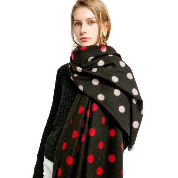 Shuangpin Dot AW 19018 Model Black 2 scaled Shuangpin Dot - Cashmere Feel Scarves - AW-19018-[420][200][0][240][210][130] SCARF.COM