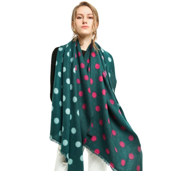 Shuangpin Dot AW 19018 Model Green 1 scaled Shuangpin Dot - Cashmere Feel Scarves - AW-19018-[420][200][0][240][210][130] SCARF.COM