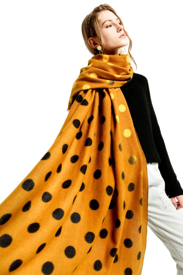 Shuangpin Dot AW 19018 Model Yellow 1 scaled Shuangpin Dot - Cashmere Feel Scarves - AW-19018-[420][200][0][240][210][130] SCARF.COM
