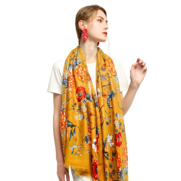 Spring Flowers Bloom 60 Satin AW 19011 Model Yellow scaled Spring Flowers Bloom 60-Satin-AW-19011-[70][150][880][0][780][440] SCARF.COM
