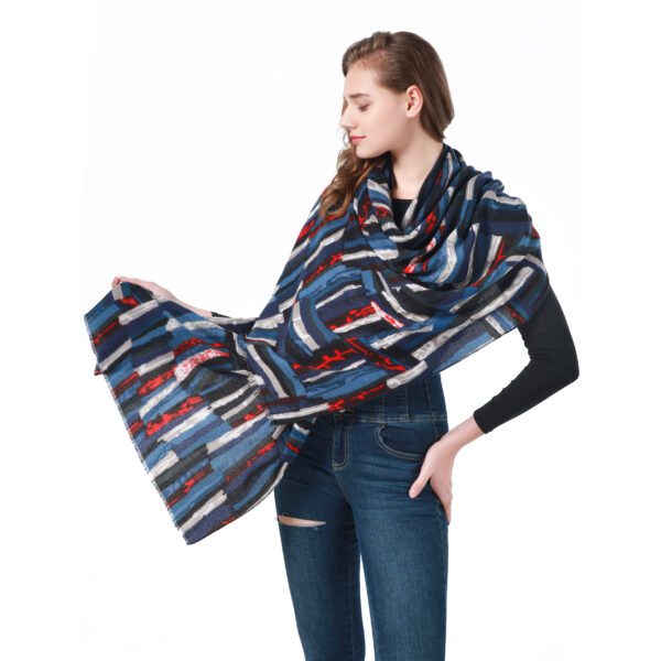 Steadily Rising AW 21013 Model Blue scaled Steadily Rising - Cashmere Feel Scarves - AW-21013-[1150][150][1400][1500][1350] SCARF.COM