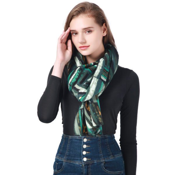 Steadily Rising AW 21013 Model Green scaled Steadily Rising - Cashmere Feel Scarves - AW-21013-[1150][150][1400][1500][1350] SCARF.COM
