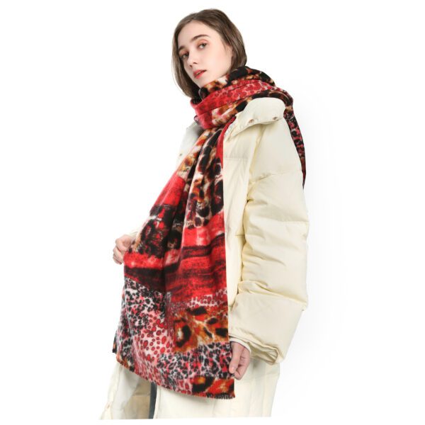 Stitching Leopard AW 20014 Moedl Red scaled Stitching Leopard - Cashmere Feel Scarves - AW-20014 SCARF.COM