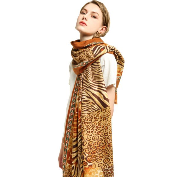 Stitching Little Leopard AW 19039 Model Coffe scaled Stitching Little Leopard Cashmere Feel Scarves - AW-19039-[920][498][80][0][0][200] SCARF.COM