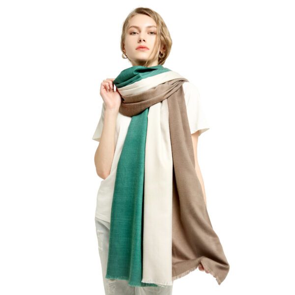Three Color Gradient AW 19040 Model Green scaled Three-Color Gradient - Cashmere Feel Scarves AW-19040-[20][530][200][90][0][550] SCARF.COM