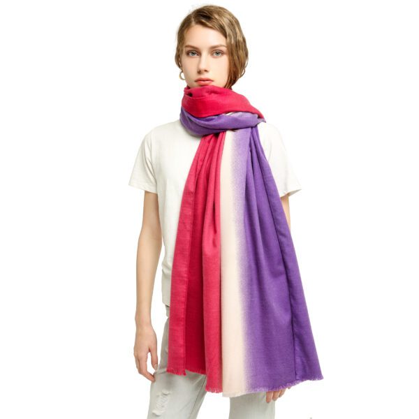 Three Color Gradient AW 19040 Model Purpel scaled Three-Color Gradient - Cashmere Feel Scarves AW-19040-[20][530][200][90][0][550] SCARF.COM