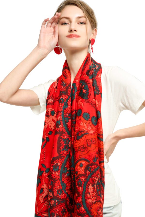val Flower 32 Satin AW 19006 Model Red scaled Oval Flower 32-Satin-AW-19006 SCARF.COM