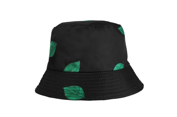 Black Bucket Hat with Leaves