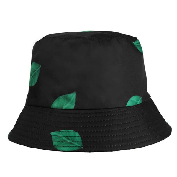 Black Bucket Hat with Leaves