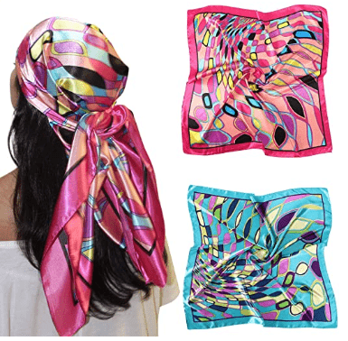 large satin square head scarf features