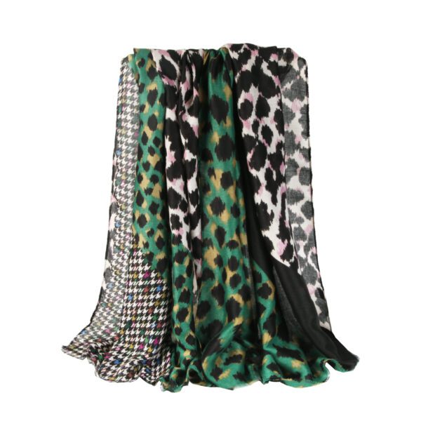 AW 22012 05 5Leopard Print scaled Colorful Leaves - Stain - AW-22012 SCARF.COM