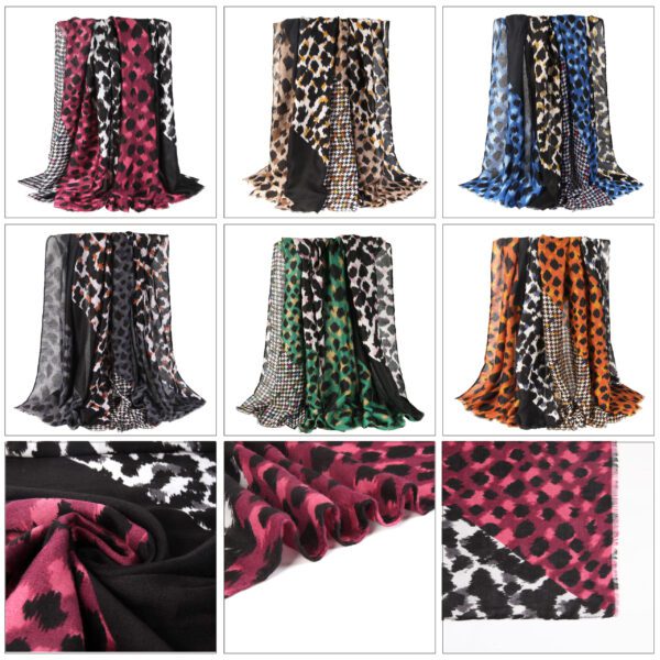 AW 22012 Totail 01 Leopard Print scaled Colorful Leaves - Stain - AW-22012 SCARF.COM