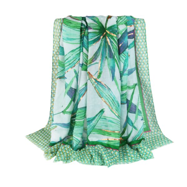 Green Branches And Green Leaves Gold S 23013 03 scarf Green Branches And Green Leaves + Gold - Stain - S-23013 SCARF.COM