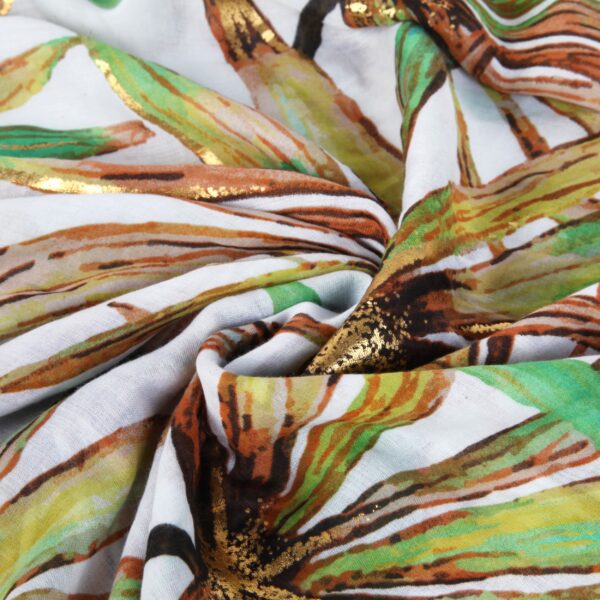 Green Branches And Green Leaves Gold S 23013 Detail 01 1 Green Branches And Green Leaves + Gold - Stain - S-23013 SCARF.COM