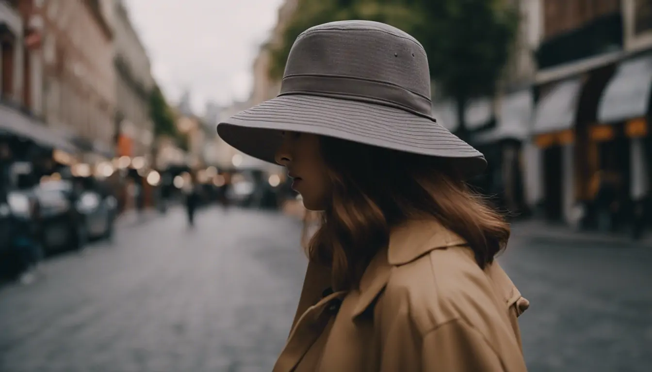 A-woman-walks-down-the-street-wearing-Bucket-Hats