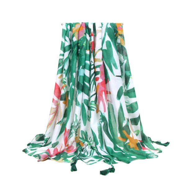 bamboo scarf green leaves