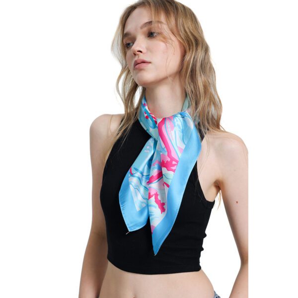 silk scarf for hair wirh colorful blue