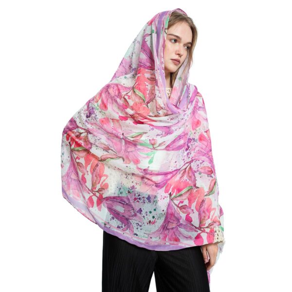 sun protection head scarf pink flower