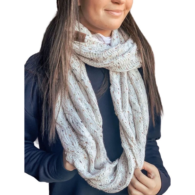 The infinity scarf lenght is 57 inches & the width is 13 inches long