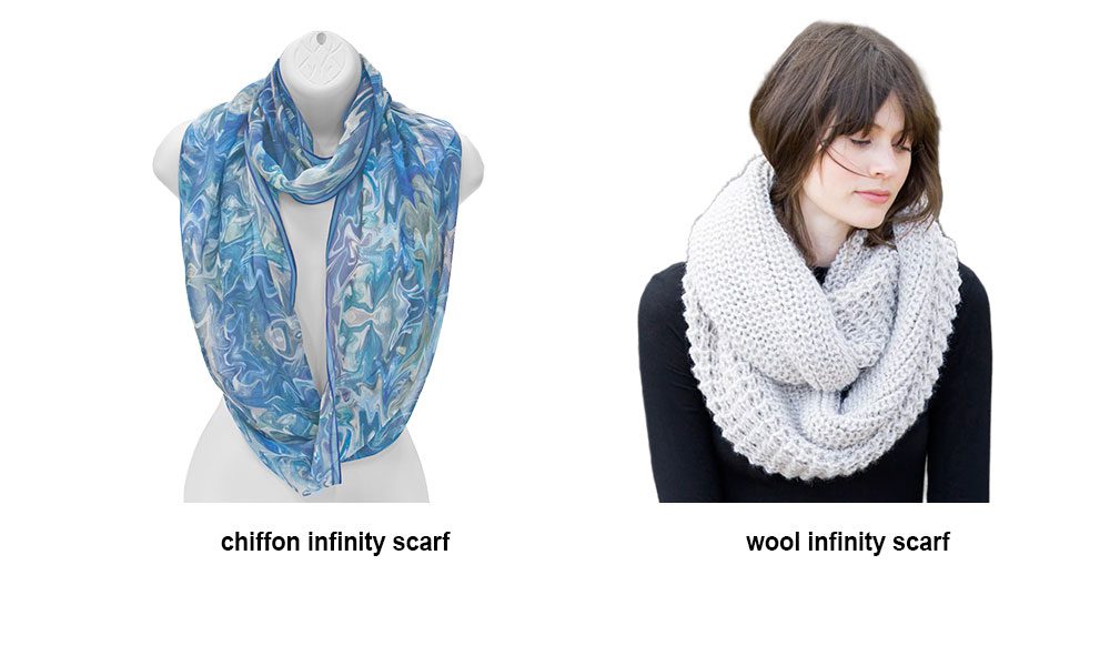 chiffon infinity scarf & wool infinity scarf