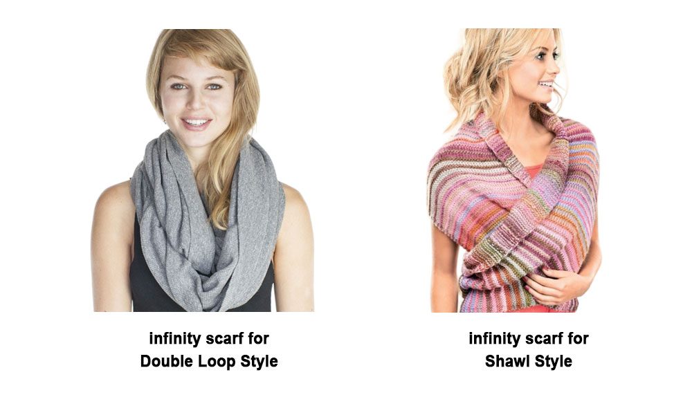 double loop style & shawl style for infinity scarf
