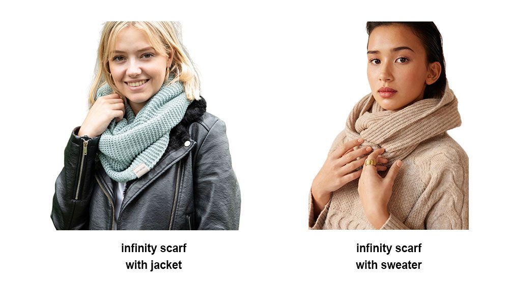 infinity scarf with jacket & infinity scarf with sweater