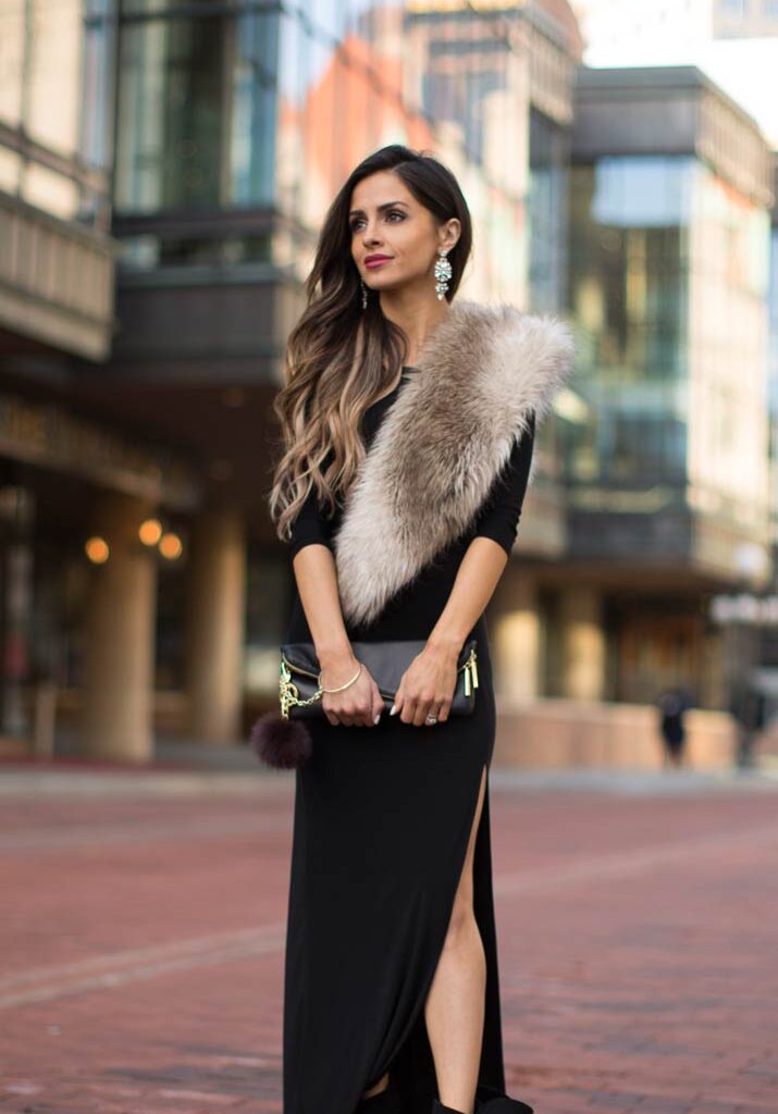 Faux Fur Scarf Glamour in Black