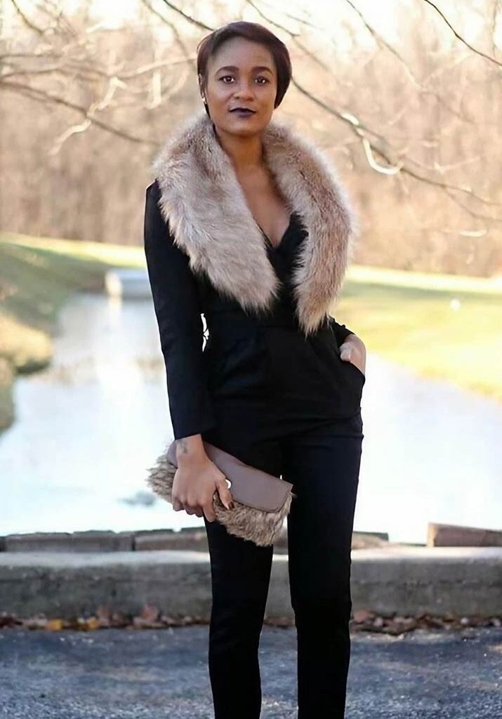 Faux Fur Scarf with Black Chic