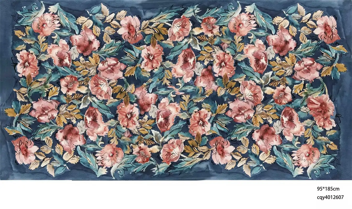 Macbeth blush pink green blue floral print linen covington fabric