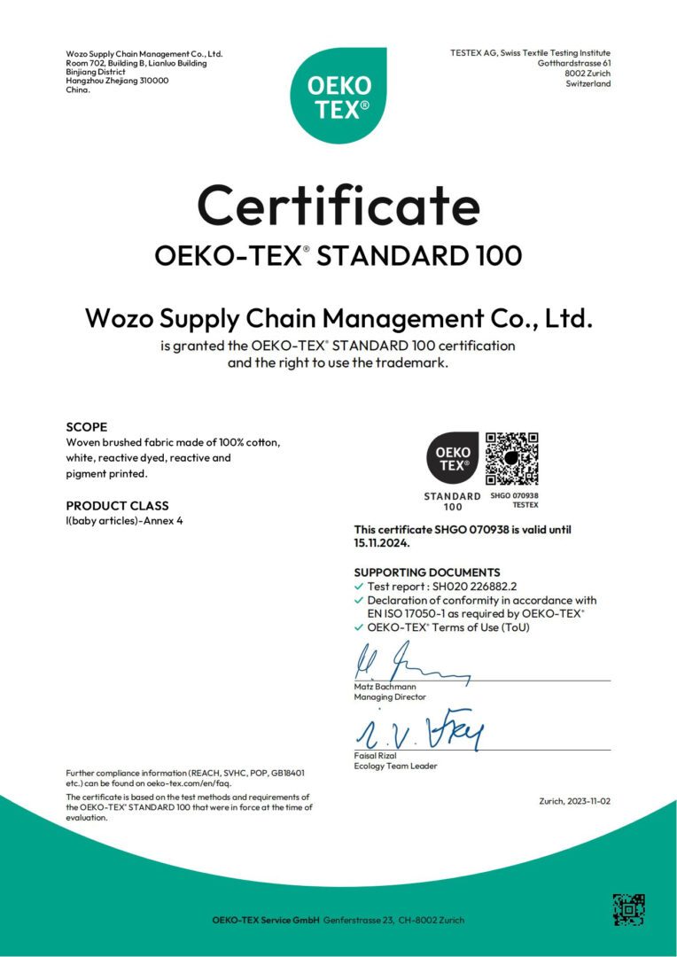 About 18 OEKO-TEX wozo