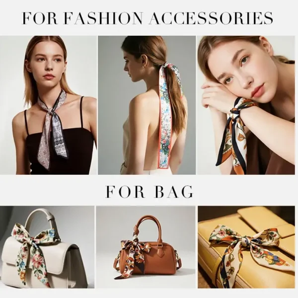 Double-sided printed silk twilly for bag and fashion accessories