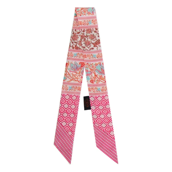 Paisley Floral & Geometric Patchwork Silk Twilly Scarf Ribbon